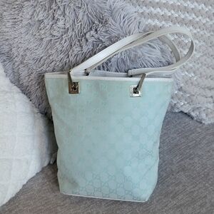 Gucci Monogram Guccissima Baby Blue Canvas Tote..Authentic!!